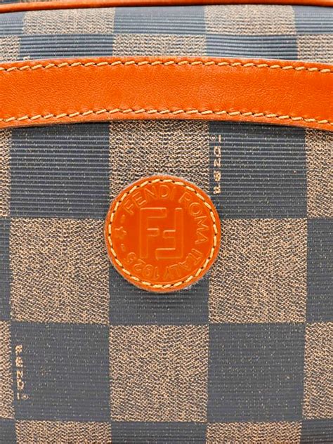 Fendi 1990s Pecan Chess Pattern Shoulder Bag 